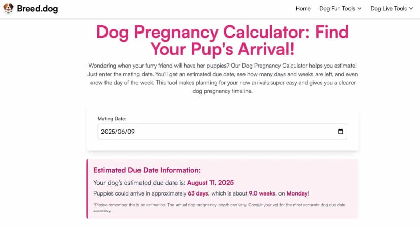 Dog pregnancy calculator