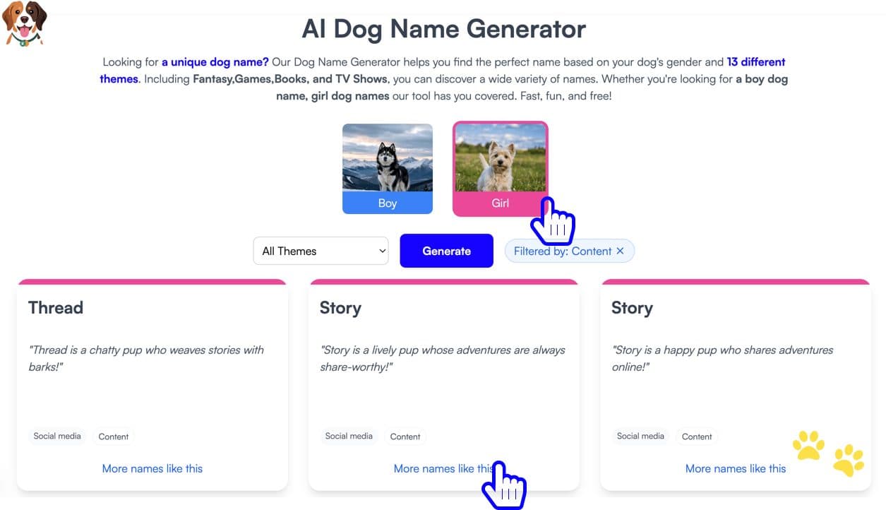 How to use AI Dog Name Generator