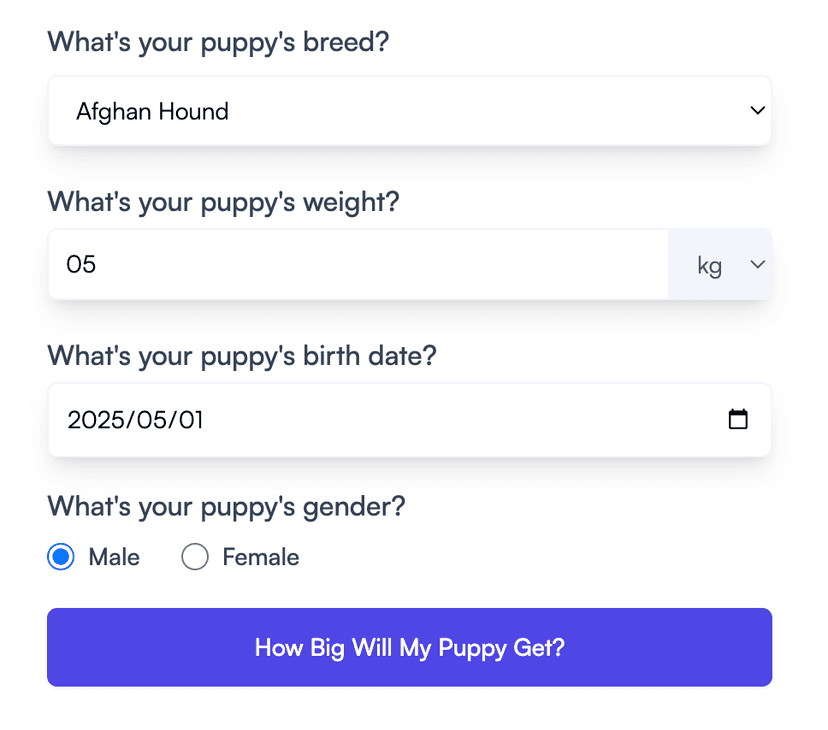 Dog weight calculator