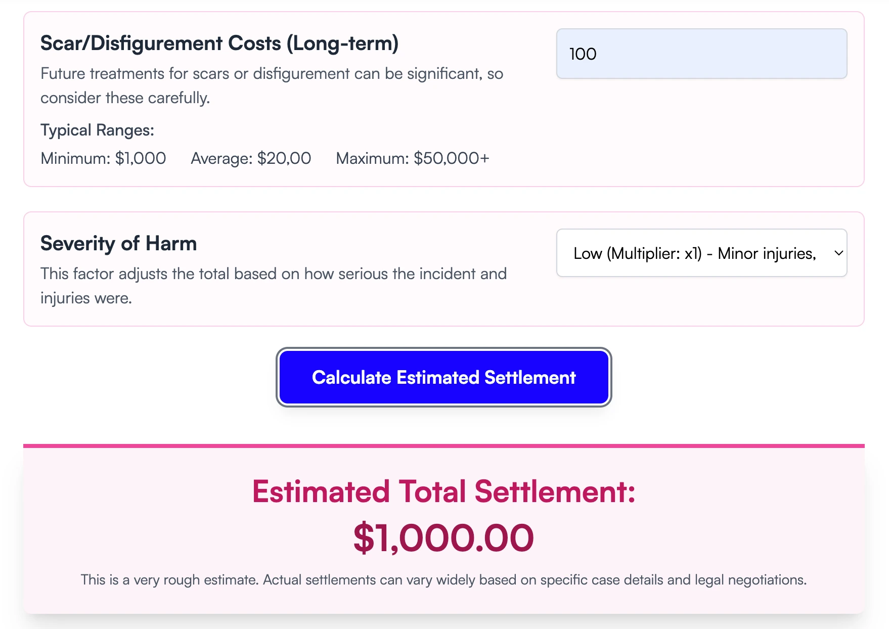 How to use dog bite settlement calculator