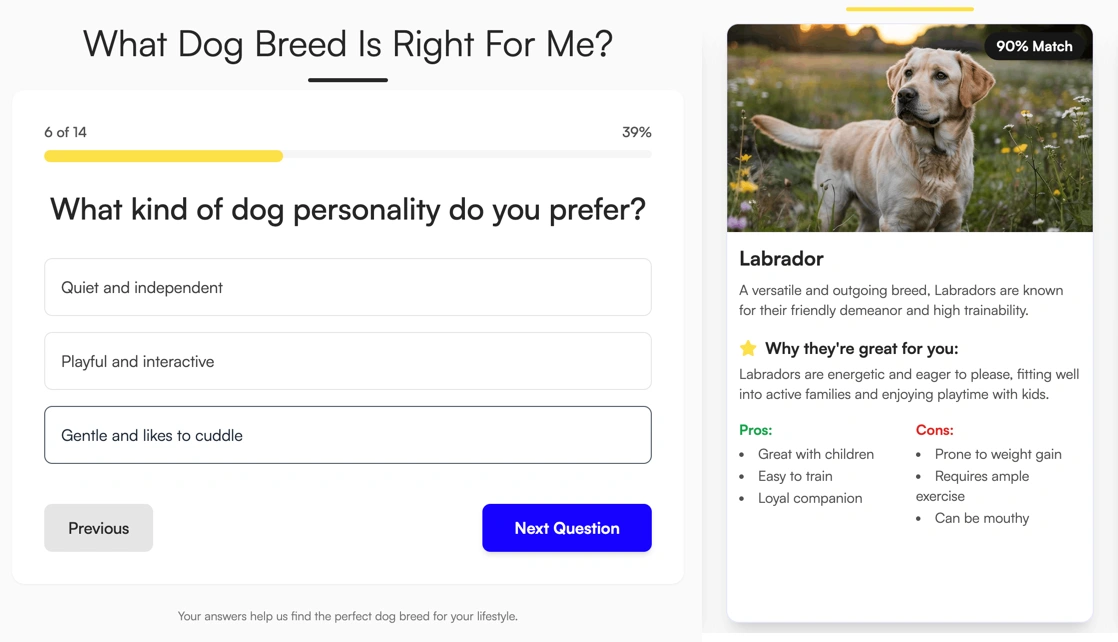 How to use Dog Breed Quiz